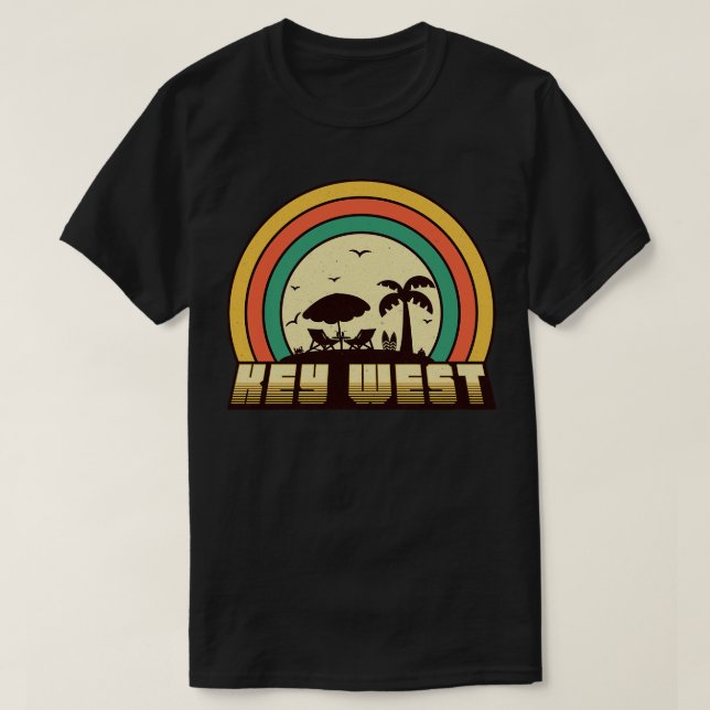 Camiseta Estilo Retro Sunset Key West Beach Vintage (Diseño del anverso)
