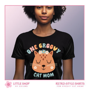 Camiseta Estilo Retro Un Gato Groovy Mamá Personalizado