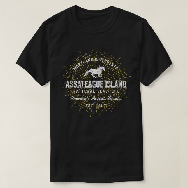 Camiseta Estilo retro vintage Isla de Assateague Zip (Diseño del anverso)