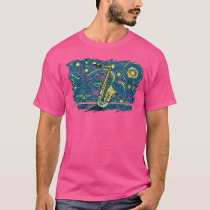 Camiseta Estilo retro vintage jazz saxofón