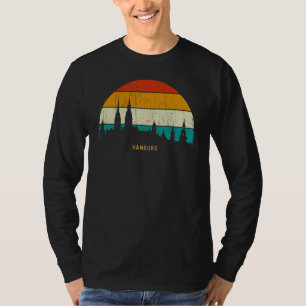 Camiseta Estilo retro vintage panorama urbano de ciudad de