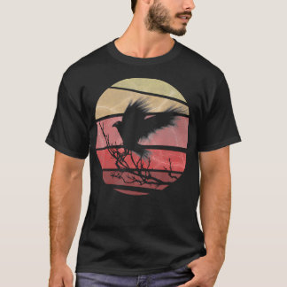 Camiseta Estilo retro vintage Red Moon Raven Gráfico negro