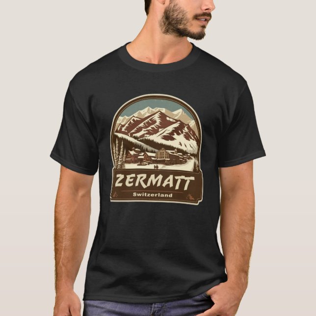 Camiseta Estilo retro Zermatt Suiza exterior (Anverso)
