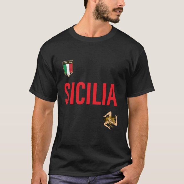 Camiseta Estilo Sicilia De Equipo Con Trinacria E Italia Sh (Anverso)