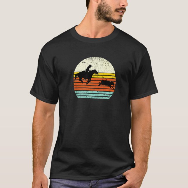 Camiseta Estilo Sol Retro de Roping Ternero Caballo Occiden (Anverso)