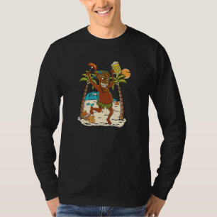Camiseta Estilo Tiki Hawaii Vacaciones Isla de Verano Cruz