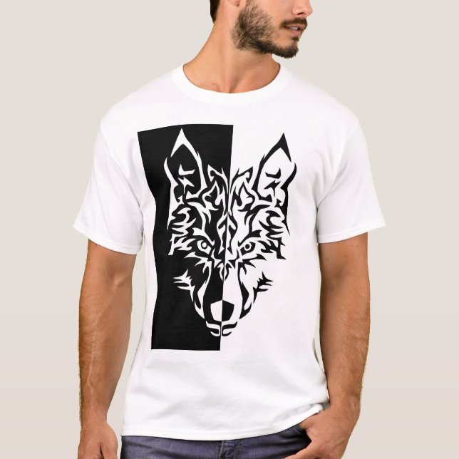 Camiseta Estilo tribal del lobo (Anverso)