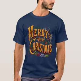 Camiseta Estilo vintage Feliz Navidad Saludo de vacaciones 