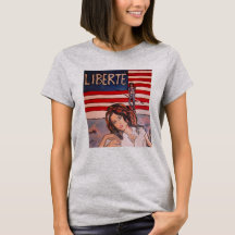 Estilo Vintage Liberté Retrato con Bandera America