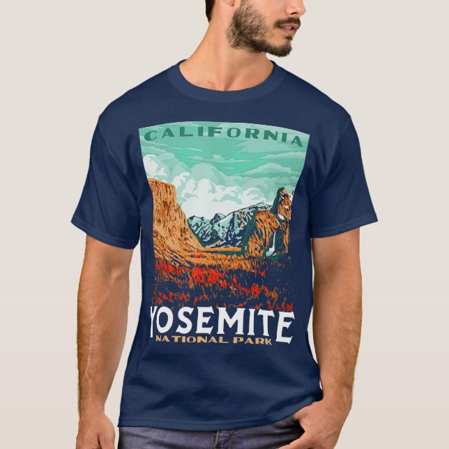 Camiseta Estilo WPA del Parque Nacional Retro Yosemite (Anverso)