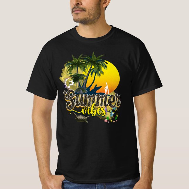 Camiseta Estilosas Vibes De Playa De Verano (Anverso)