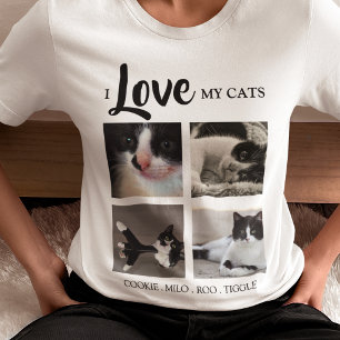 Camiseta Estiloso   Amo a mi   Gato   Foto