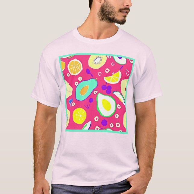 Camiseta Estiloso patrón de frutas tropicales Art. Comprar  (Anverso)