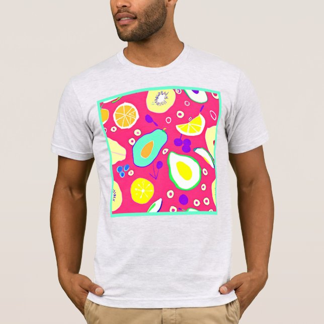 Camiseta Estiloso patrón de frutas tropicales Art. Comprar  (Anverso)