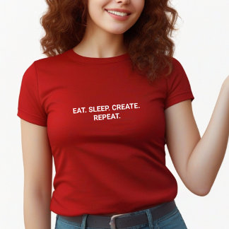 Camiseta Estiloso Red Eat Sleep Crear eslogan de repetición
