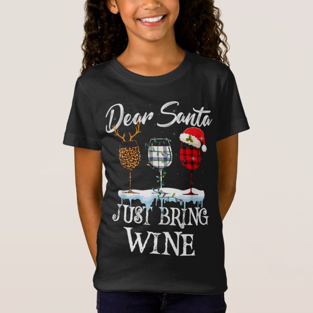 Camiseta Estimado Papá Noel Traiga A Los Navidades De Vino  (Anverso)