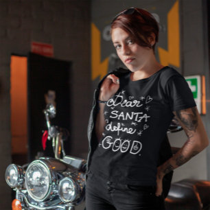 Camiseta Estimado Santa define buenos Navidades de guiones