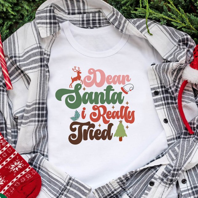 Camiseta Estimados Navidades de Santa Retro Groovy (Dear Santa Retro Groovy Christmas Holidays T-Shirt)