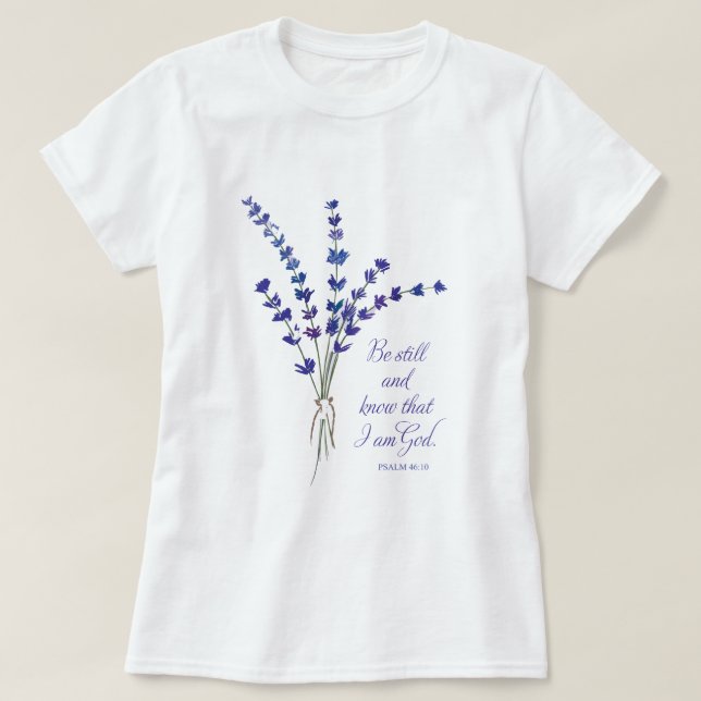 Camiseta Estímulo Cristiano Lavanda con Escrituras  (Diseño del anverso)