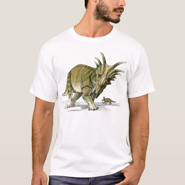 Camiseta Estiracosaurio - Dinosaurio cretásico (Anverso)