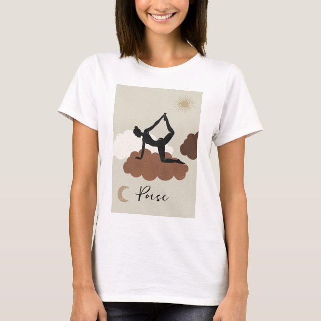 Camiseta Estiramiento de yoga posar silueta aplomo luna de  (Anverso)