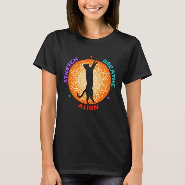 Camiseta Estirar la respiración Alinear la silueta de gato (Anverso)