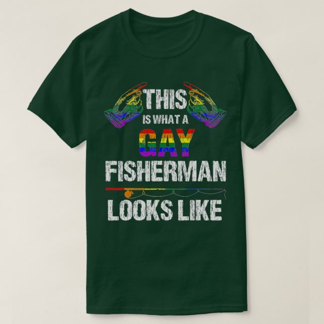 Camiseta Esto es lo que parece un pescador gay en el Orgull (Diseño del anverso)