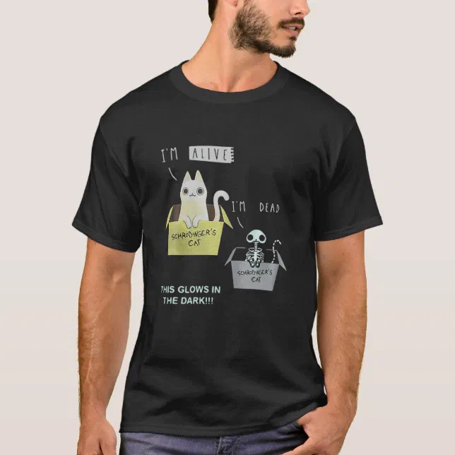 Camiseta Esto resplandece en el gato del Schrodinger oscuro Zazzle.es