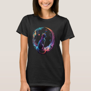 Camiseta Estómico gato Guay Colorful Crescent Moon and Clou