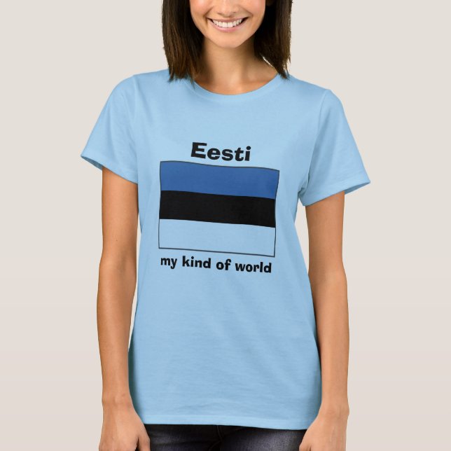Camiseta Estonia Bandera + Mapa + Texto (Anverso)