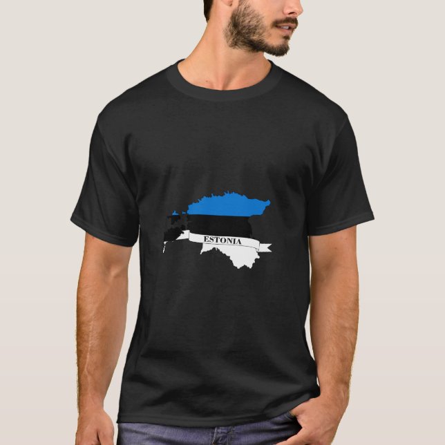 Camiseta Estonia Flag Map Sticker (Anverso)
