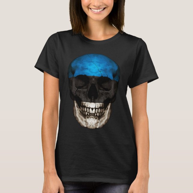 Camiseta Estonia Flag Skull Estonian Roots Proud Patriotic (Anverso)