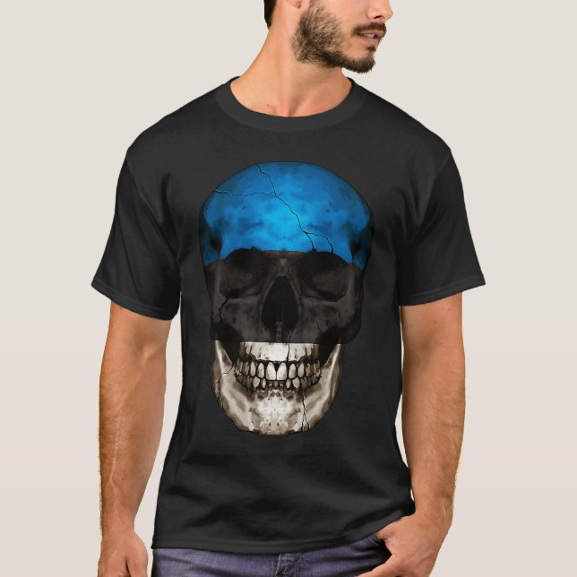 Camiseta Estonia Flag Skull Estonian Roots Proud Patriotic (Anverso)
