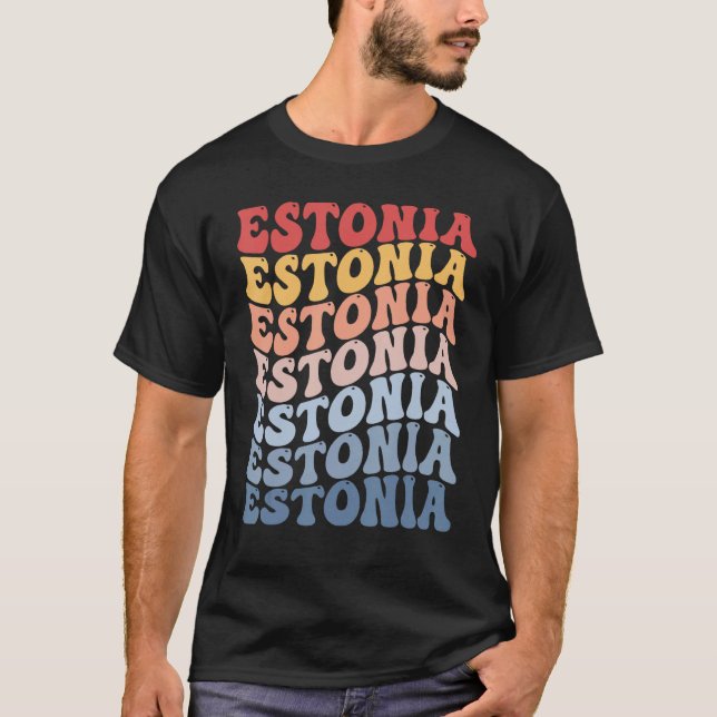 Camiseta Estonia Groovy Retro Estonian (Anverso)