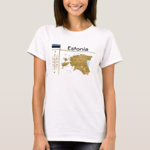 Camiseta Estonia Mapa + Bandera + Título