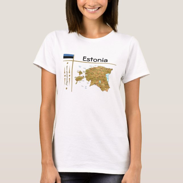 Camiseta Estonia Mapa + Bandera + Título (Anverso)