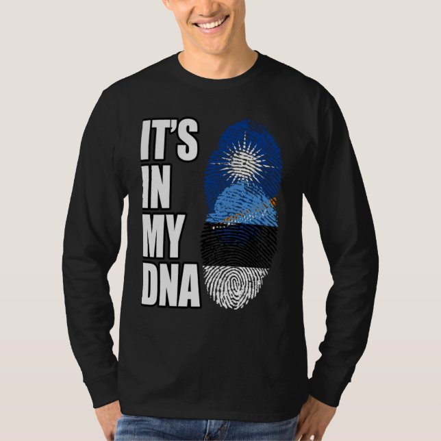 Camiseta Estonian And Marshallese Mix DNA Heritage Flag (Anverso)