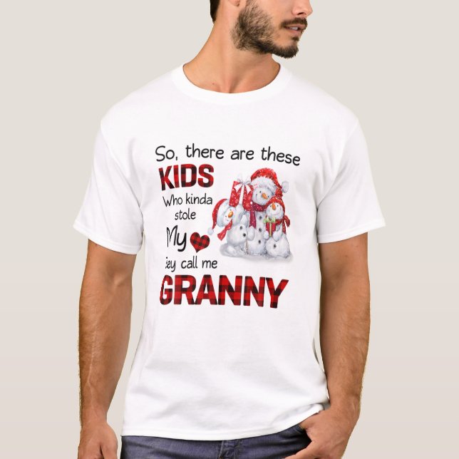 Camiseta Estos niños me llaman abuela Snowman (Anverso)