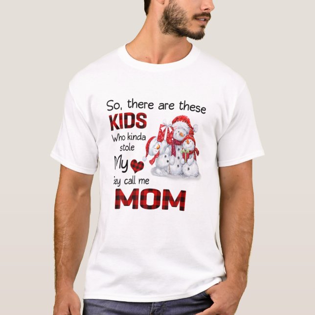Camiseta Estos niños me llaman mamá Snowman (Anverso)