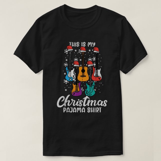 Camiseta Estos son mis Navidades Guitarra Camisas de Navida (Diseño del anverso)