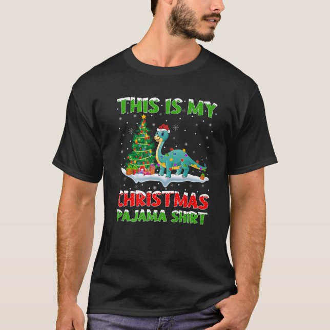 Camiseta Estos son mis Navidades Navidades Pajama Brontosau (Anverso)