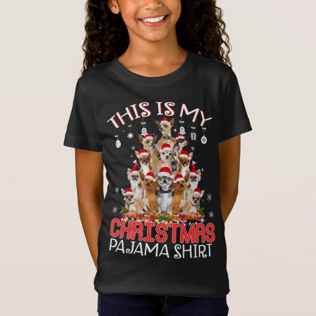 Camiseta Estos son mis Navidades Pajama Chihuahua Santa Tre (Anverso)