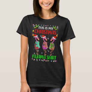 Camiseta Estos son mis Navidades Pajama Flamingo Santa Hat 