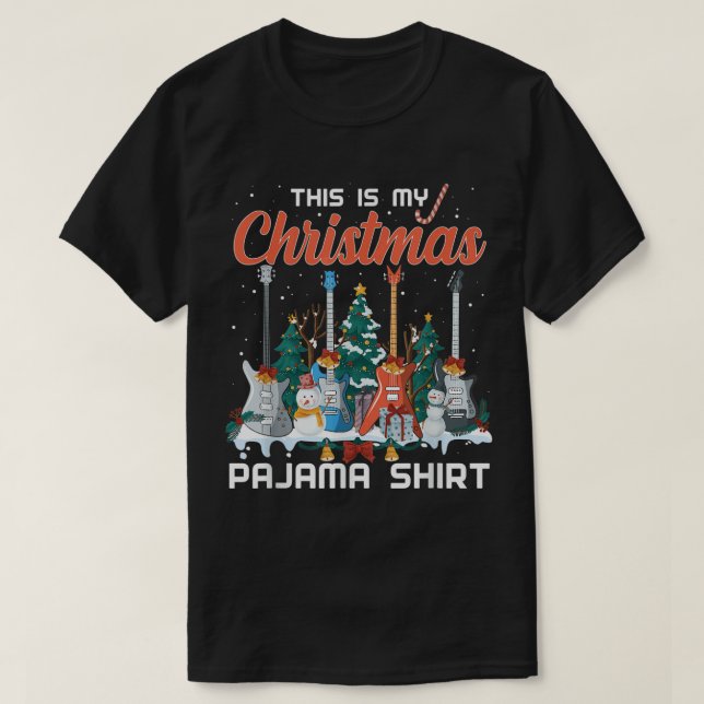 Camiseta Estos son mis Navidades Pajama Funny Guitar Xmas M (Diseño del anverso)