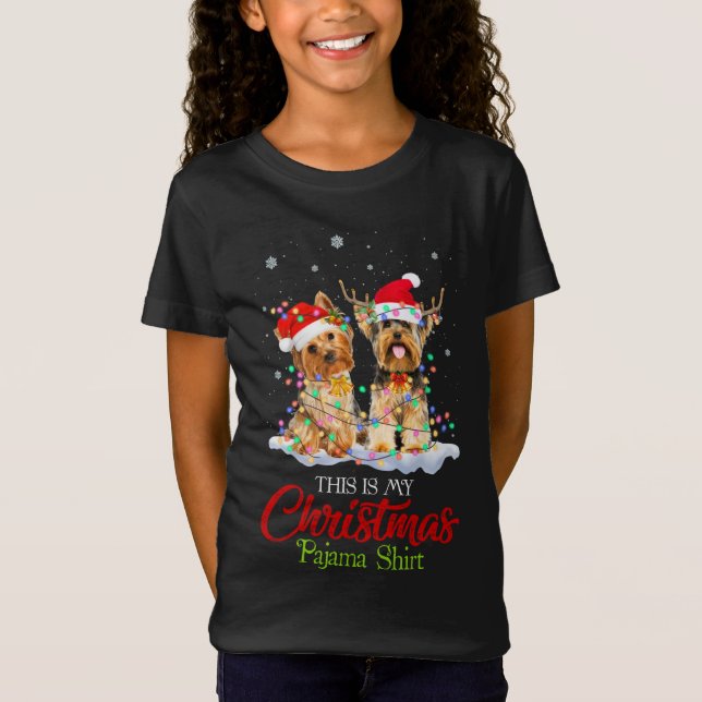 Camiseta Estos son mis Navidades Pajama Shirt Yorkie Santa  (Anverso)