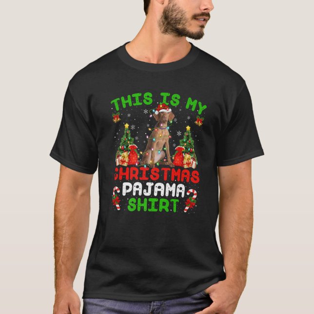 Camiseta Estos son mis Navidades Pajama Vizsla Perro Navida (Anverso)