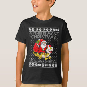 Camiseta Estos son mis Navidades Pajamas Santa Riding Lizar
