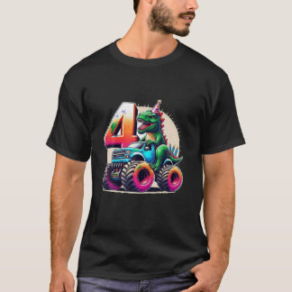 Camiseta Estoy 4 Feliz cuarto cumpleaños de divertidos dino