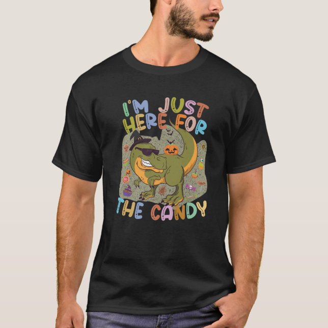 Camiseta Estoy Aquí Para El Candy Cute Dinosaur Halloween (Anverso)