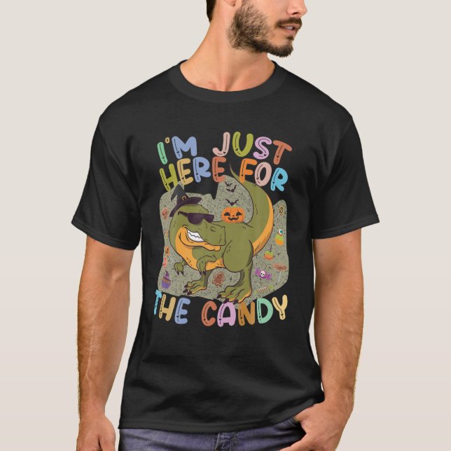 Camiseta Estoy Aquí Para El Candy Cute Dinosaur Halloween (Anverso)